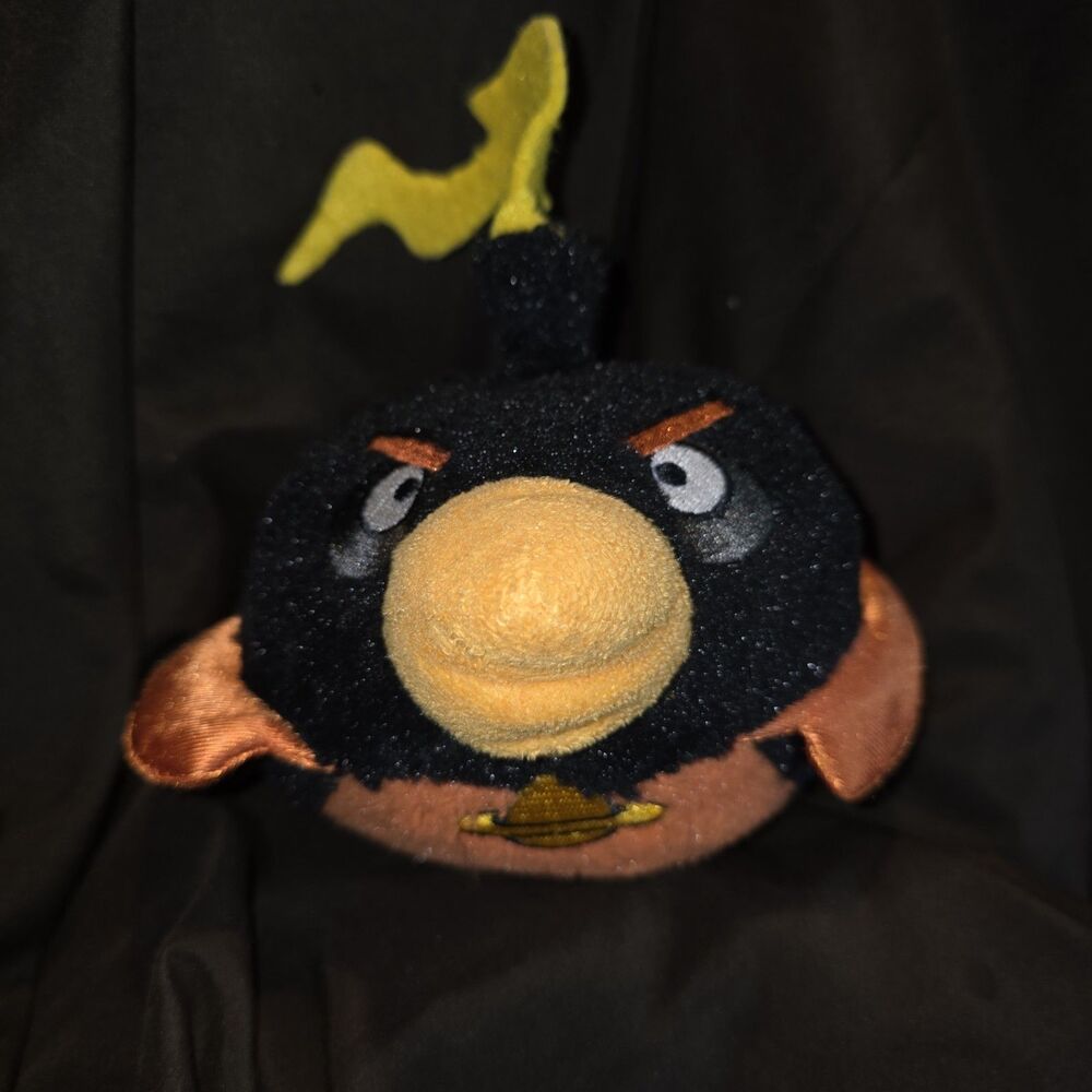 Angry Birds Space Bomb Bird Plush 2012 Commonwealth Black Orange 5-6"